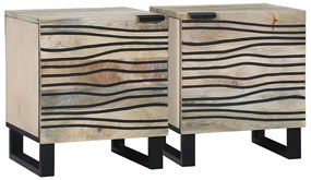 vidaXL Armário de Cabeceira 2 pcs Branco e Preto 40 x 33 x 46 cm