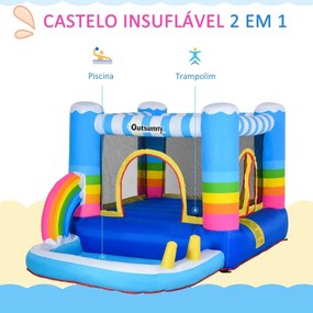 Castelo Insuflável com Trampolim e Piscina para Crianças