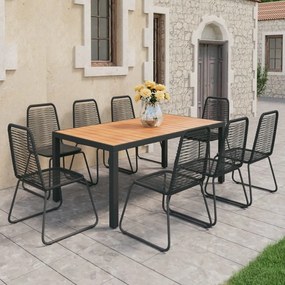 vidaXL 9 pcs conjunto de jantar p/ jardim vime de PVC preto e castanho