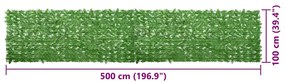 Tela de varanda com folhas verdes 500x100 cm
