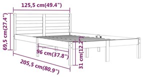 Estrutura de cama 120x200 cm pinho maciço branco