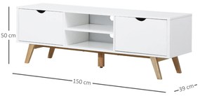 Armário de TV com armários Prateleiras Gerenciamento de cabos 150x39x50 Branco