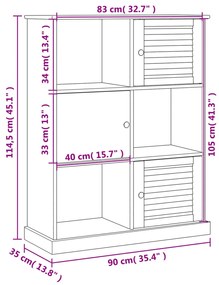 Estante Salamanca de 114cm em Madeira Maciça - Cinzento - Design Rústi