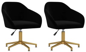 vidaXL Cadeiras de jantar giratórias 2 pcs veludo preto