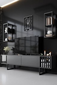 Unidade TV Chrome Line – Antracite/Preto – TV Stand: 180x30x48 cm, Pra