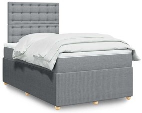 Cama com molas/colchão 120x200 cm tecido cinza-claro