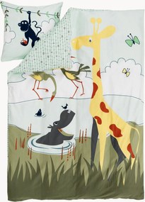 Conjunto de roupa de cama para criança em cetim de algodão Safari