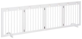 Barreira de Segurança Dobrável para Cães Grade de Proteção de 4 Painéis com Pés para Portas Escadas Corredor 204x30x61cm Branco