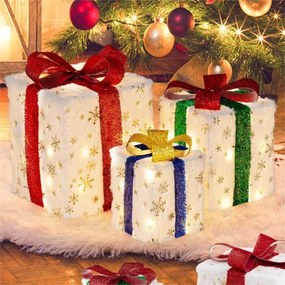 Decoração de caixas de presentes iluminada com 48 luzes quentes para festas de Natal multicolorido