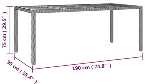 7 pcs conjunto de jantar p/ jardim c/ almofadões vime PE cinza