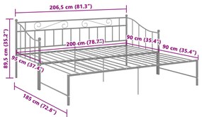 Estrutura sofá-cama de puxar 90x200 cm metal cinzento