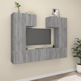 vidaXL Conjunto móveis de TV 6 pcs madeira processada sonoma cinza