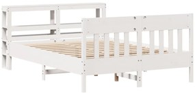 Cama sem colchão 150x200 cm madeira de pinho maciça branco