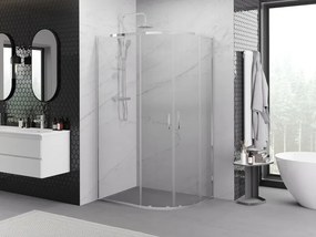 Mexen Exo-S Duo cabine de duche semicircular assimétrica de correr 100 x 80 cm, transparente, cromada - 8132-100-080-01-00