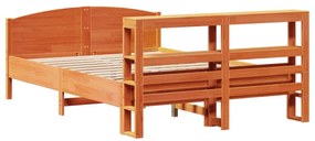 Cama sem colchão 140x200 cm madeira pinho maciça castanho-mel