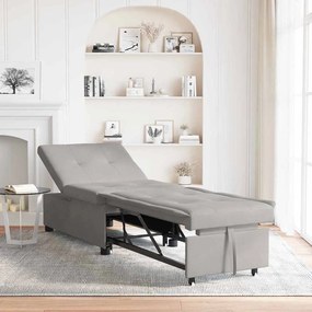 vidaXL Sofá-cama Pull-Out 3 em 1 da em tecido cinza claro
