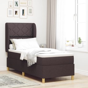 Cama Box Spring com Colchão vidaXL Marrom Escuro 80x200 cm Tecido