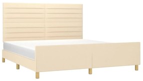 Estrutura de cama sem colchão 160x200 cm tecido cor creme