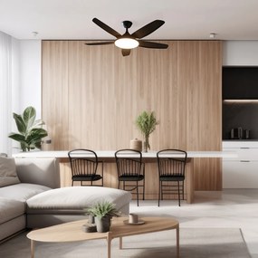 Ventilador de teto preto 130cm incl. LED regulável com controle remoto - Vifte