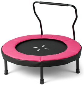 Trampolim infantil 102 cm ou de fitness para interior/exterior com barra em espuma e colchão de segurança para crianças Rosa