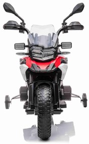 Moto eléctrica para crianças BMW F850 GS, 12V,Rodas Soft EVA, 2 motores x 35W, luzes LED, rodas auxiliares, MP3 player com entrada USB/Aux, Vermelha