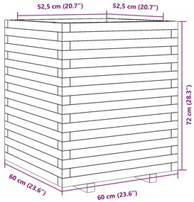 Vaso/floreira de jardim 60x60x72 cm pinho maciço branco