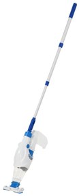 Outsunny Aspirador Limpador para Piscina Elétrico Autonomia de 45 Minutos com Poste Telescópico 54-113cm Escova e Bolsa de Malha para Piscinas Spas 161x20x17cm Azul e Branco