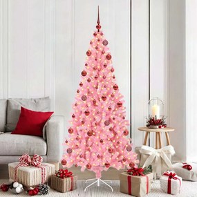 vidaXL Árvore de Natal com 300 LEDs com suporte Rosa 180 cm PVC