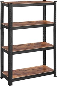 Estante modular industrial com prateleiras ajustáveis | SONGMICS | 80 x 40 x 160 cm | castanho rústico|preto | GLR044B11.