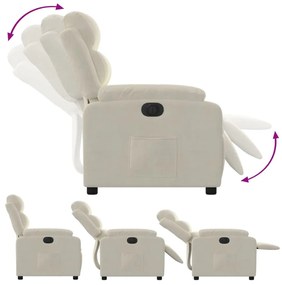 Poltrona de massagens reclinável veludo cor creme