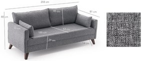 Sofá de 3 Lugares Bella – Cinzento – 208 cm x 85 cm x 81 cm