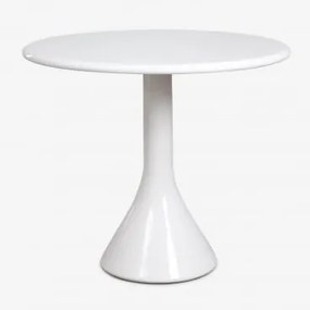 Mesa De Cozinha Redonda Ø90 Cm Em Cimento E Fibra De Vidro Melody Branco - Sklum