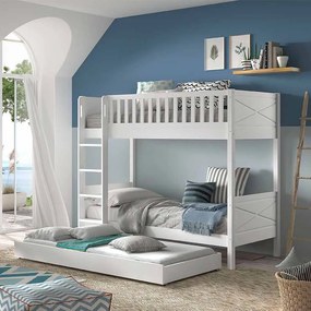 Conjunto cama Infantil SCOTT Beliche + cama inferior BRANCA