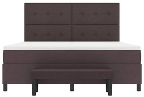 Cama Box com Colchão e Banco Marrom Escuro 180x200 cm Tecido