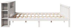 Cama com estante sem colchão 200x200 cm pinho maciço branco