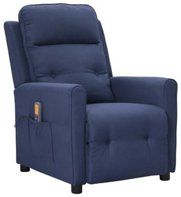 vidaXL Poltrona de massagens tecido azul
