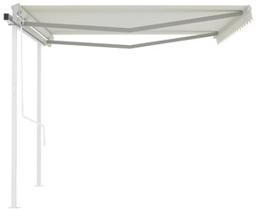 Toldo retrátil automático com postes 4x3,5 m cor creme