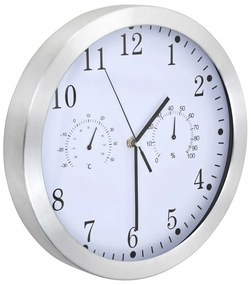 Relógio parede c/ higrómetro e termómetro quartzo 30 cm branco