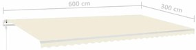 Toldo retrátil manual com postes 6x3 m cor creme