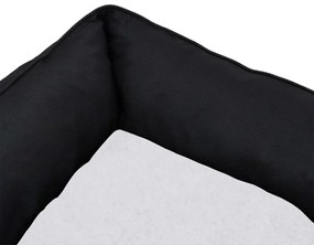 Ninho para cães 85,5x70x23 cm pelúcia aspeto linho preto/branco