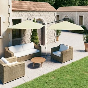 Guarda-sol de jardim duplo com poste de aço 600x300 cm areia