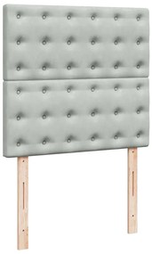 Cama com molas/colchão 100x200 cm veludo cinza-claro