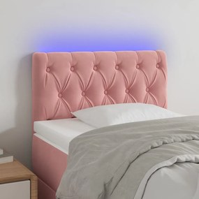 Cabeceira de cama c/ luzes LED veludo 80x7x78/88 cm rosa