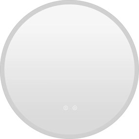 Espelho de casa de banho LED redondo de 60 cm com 3 cores de luz, regulação da intensidade, antiembaciamento e memória Prata