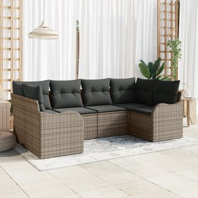 Conjunto de Sofá de Jardim vidaXL 6 Peças com Almofadas Cinza Poliratt