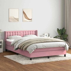 vidaXL Cama com molas/colchão 160x220 cm veludo rosa