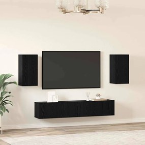 Conjunto de Armários para TV 4 pcs Carvalho Preto