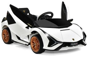 Carro elétrico para crianças bateria de 12 V Lamborghini com controlo remoto Luzes LED Música MP3 Buzina 108 x 64 x 41 cm Branco