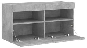 Móvel de parede p/ TV c/ luzes LED 80x30x40 cm cinza cimento