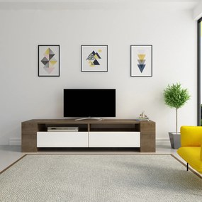 Móvel TV Sosruko – Nogueira/Branco – 155x35x35 cm